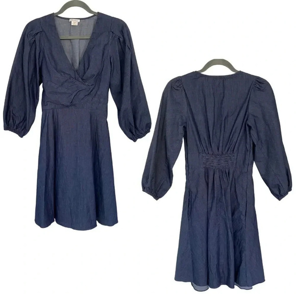 Shoshanna, Kiora Chambray Puff-Sleeve Mini Denim Dress, Blue - Picture 3 of 8